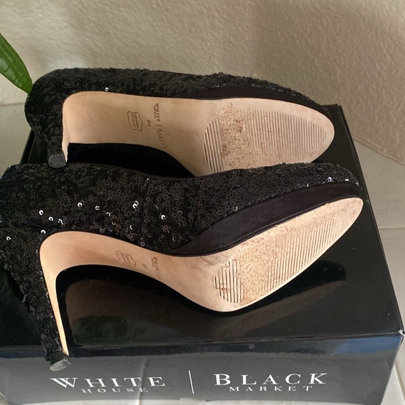 Whit House Black Market leather, sequined platform heels.  Dasher - Picture 6 of 9